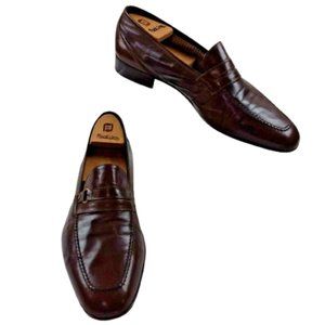 Fratelli Rossetti Estate Loafers Dress Shoe Apron Toe Brown Leather Italy Made